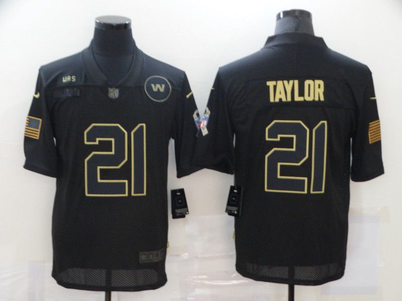 Men Washington Redskins 21 Taylor Black gold lettering 2020 Nike NFL Jersey